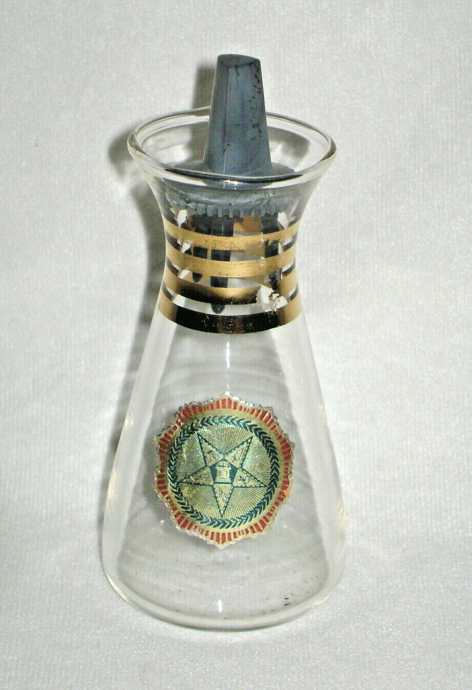 Vintage Mid Century Order Of The Eastern Star Pyrex Oil Cruet Bottle