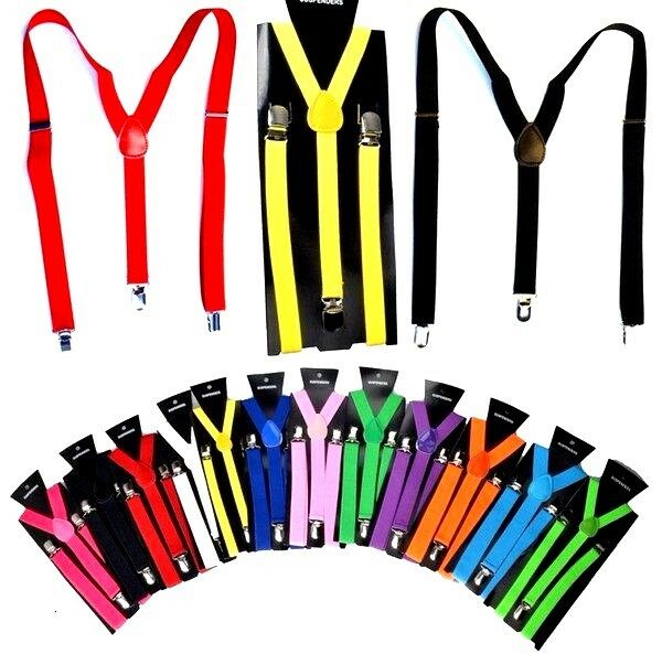 New Colors Mens Womens Clip-on Suspenders Elastic Y-shape Adjustable Braces