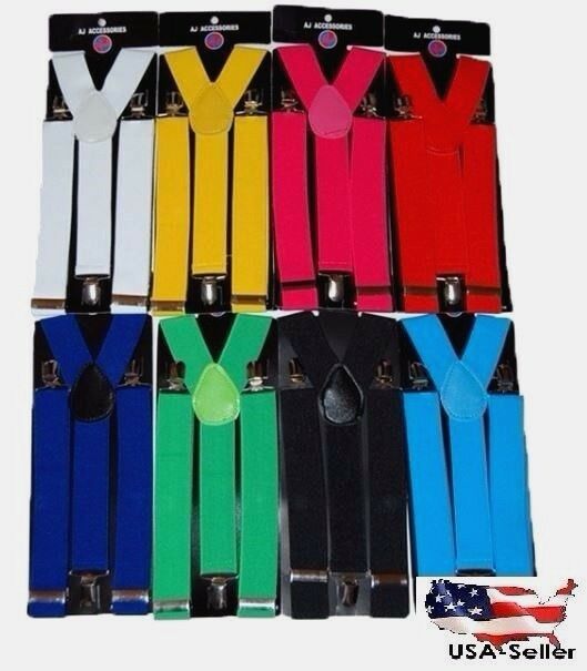 Wide Suspenders For Mens Suspenders Adjustable Clip-on Y-back Heavy Duty Black