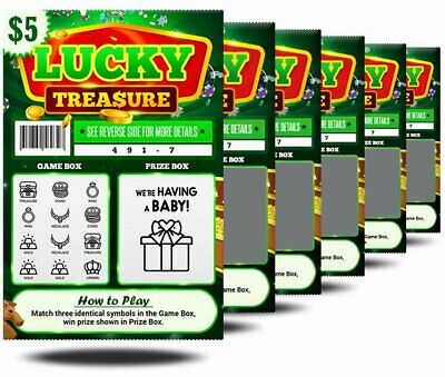 6 Pack - Pregnancy Announcement Lottery Scratch Off Tickets - 4x6” Looks Real!