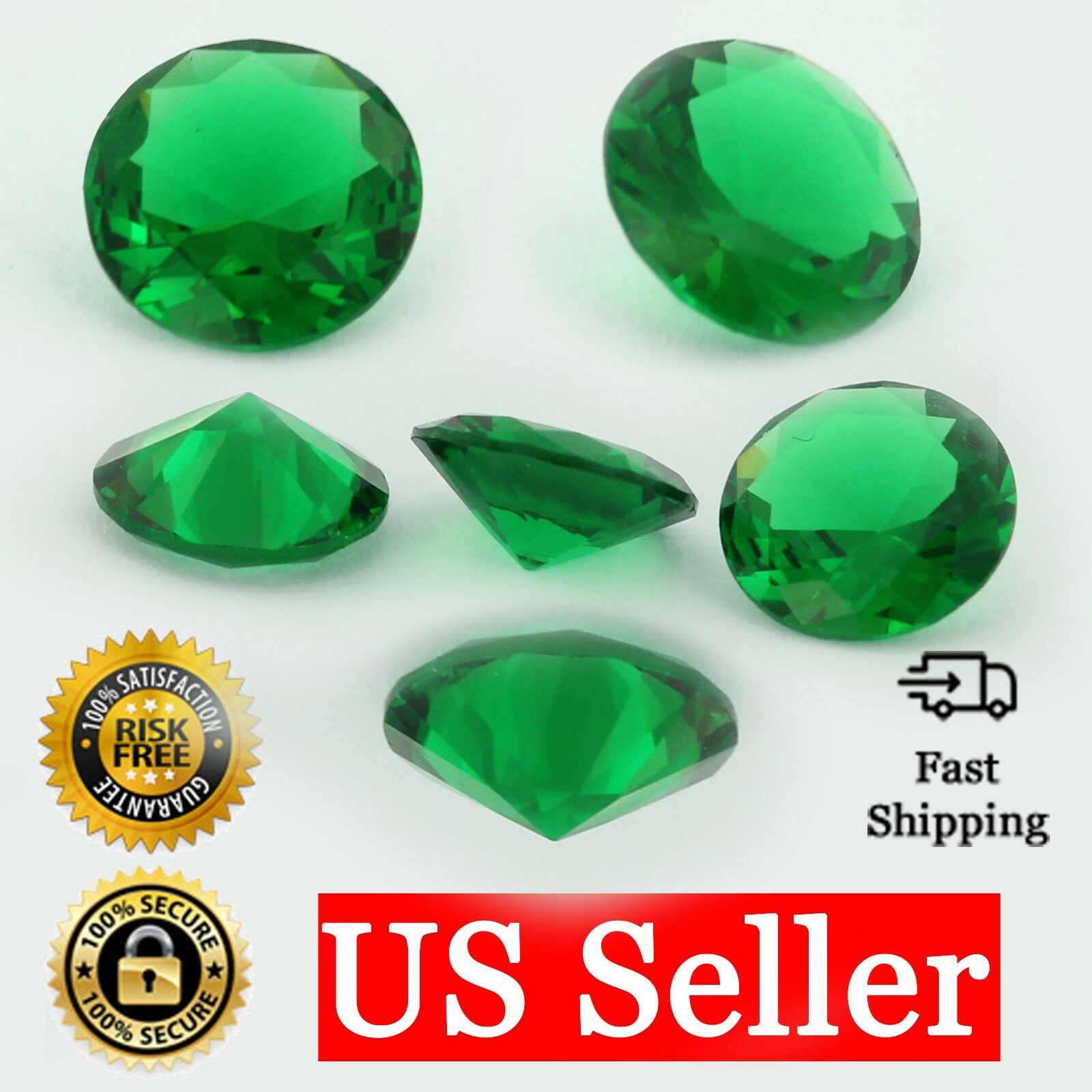 Loose Round Cut Emerald Cz Stone Single Green Cubic Zirconia May Birthstone
