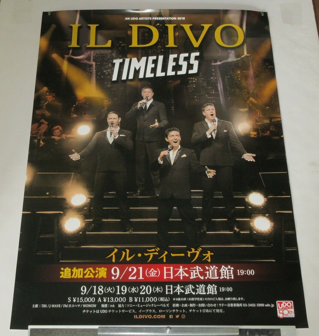 Sale! Design 2! Il Divo Japan Promo Only 73 X 51 Cm Tour Poster Official 2018