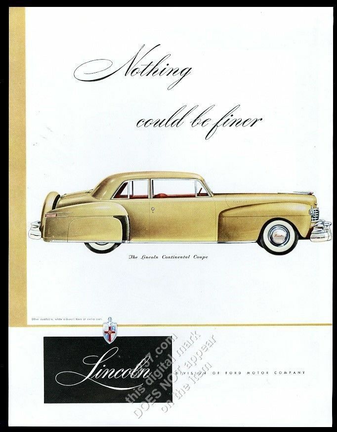 1948 Lincoln Continental Coupe Gold Car Vintage Print Ad