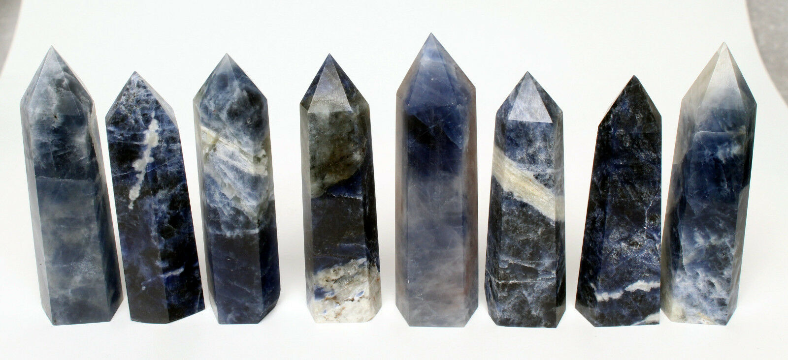 382g 8pcs Natural Sodalite Blue Quartz Crystal Point Healing